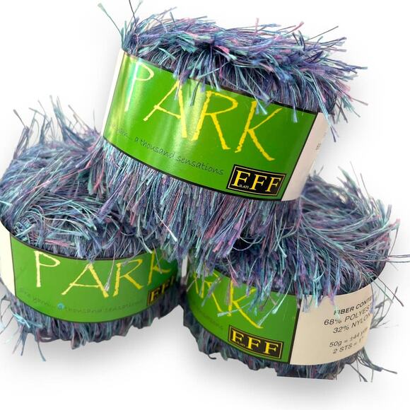 3 skeins Filati FF PARK Eyelash Yarn | 36 Blue Lavender | Made in Italy - Picture 2 of 7